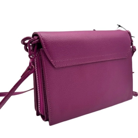 NWT KARL LAGERFELD Paris Lourdes leather chain crossbody bag wallet CACTUS PINK - Picture 4 of 13